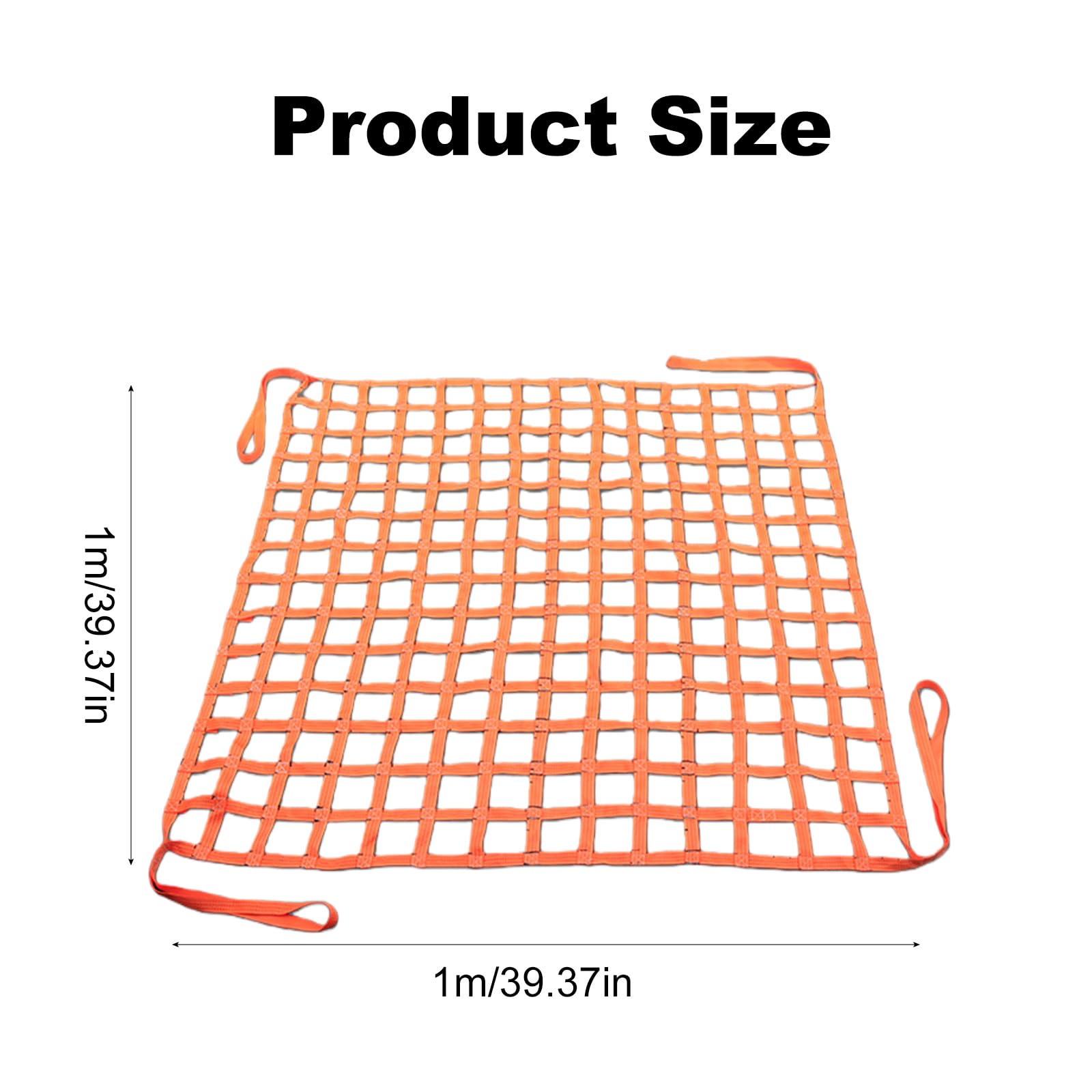 Hebe-Hebenetz 1 X 1m, Ladung Hängendes Netz, 10 * 10cm Rastergröße Net-Cargo Lfting, 300kg Polyester Schlingen, Hängendes Hebe-Gepäcknetz Für Vertikales Heben, Transport & Absperrung (Orange)