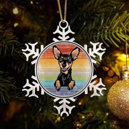 Miniatura 43 de Presa Canario Tree Decoration Ornament - Christmas Snowflake Ornament - Dog Lover Mom Gift Peeking Dog Snowflake Metal Ornaments for Xmas Tree LGBTQ