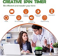 Vista 3 de Temporizador de giro de mesa, cronómetro con pantalla LED grande, alarma silenciosa y fuerte, cuenta regresiva de 199 minutos y más, luz nocturna