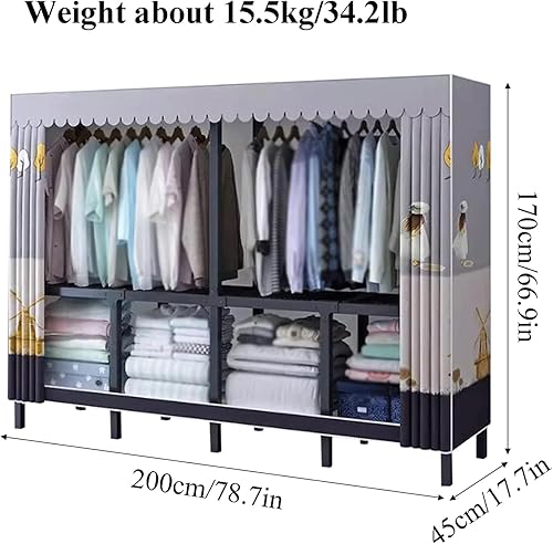 Miniatura 2 de large closets Portable Wardrobe Closet with Hanging Areas Metal Steel Closet Clothes Closet for Bedroom Hanging Foldable Wardrobe Closet