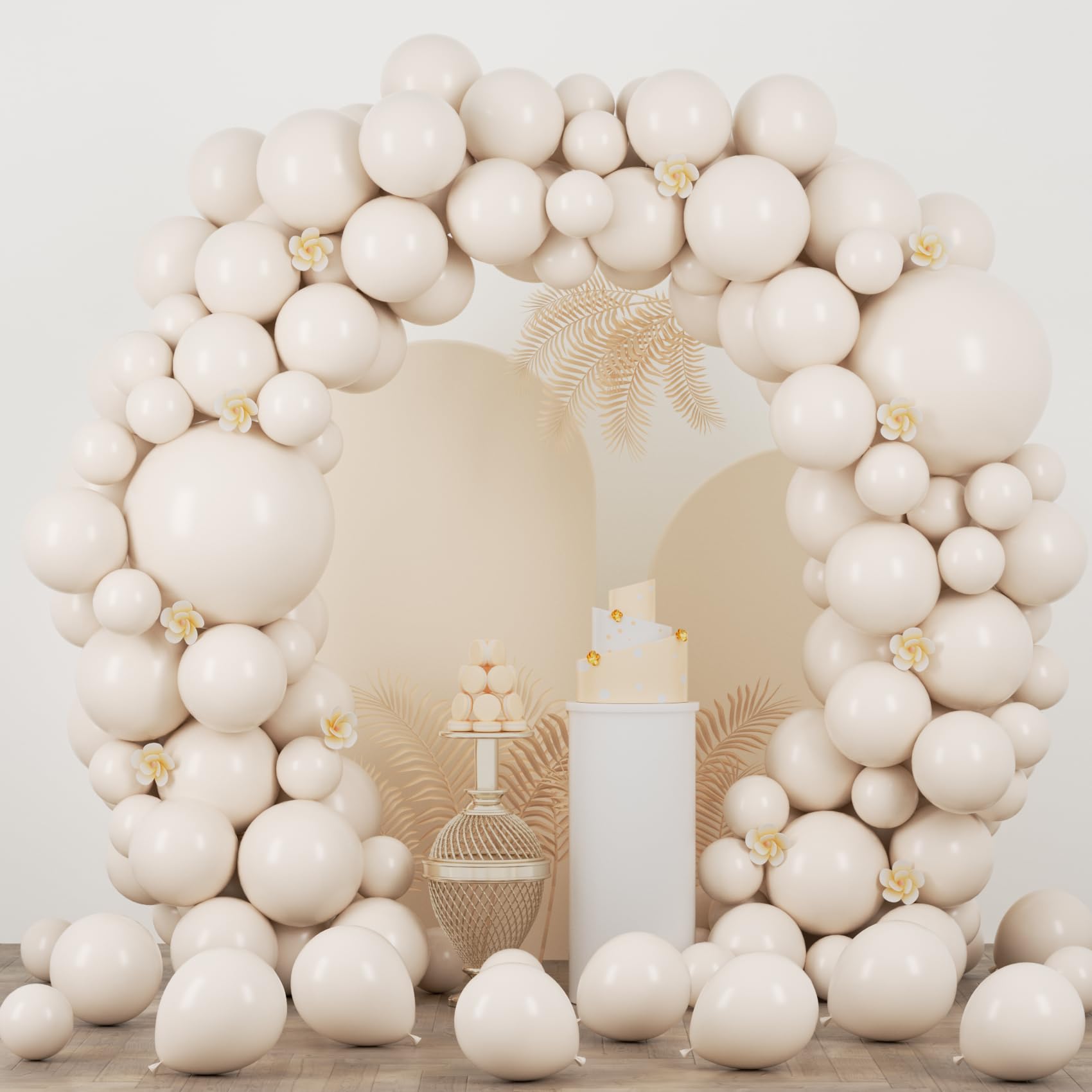 Voircoloria White Sand Balloons Garland Arch Kit 90 Pack Assorted Sizes | Quality Latex Party Decorations - main product image
