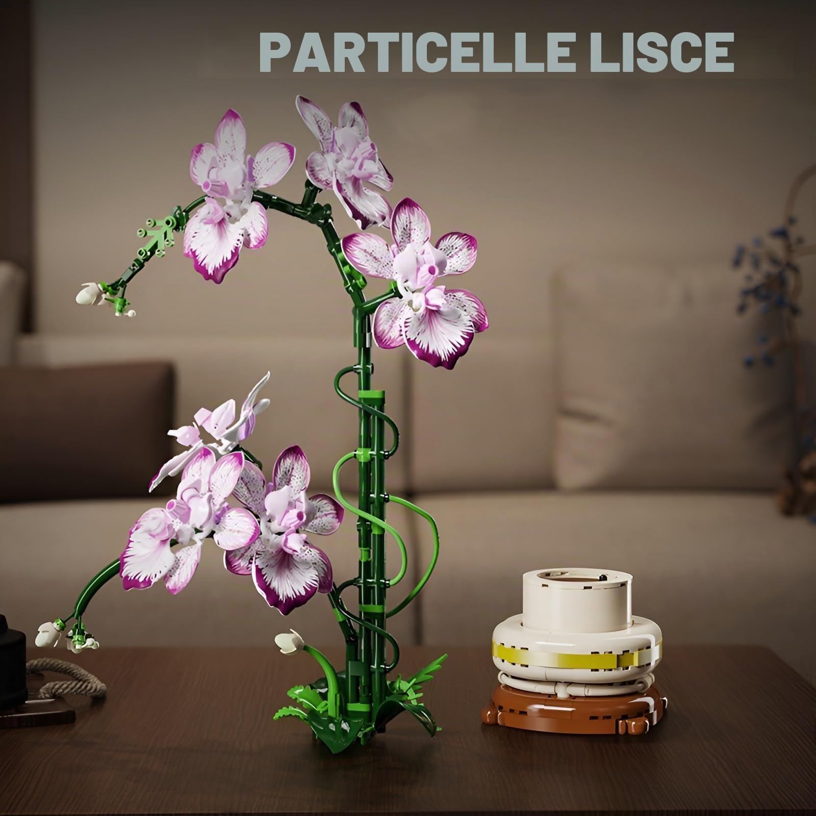 Set di mattoncini per costruzioni di fiori di orchidea, 696 pezzi di pianta artificiale in fiori giocattolo, kit di mattoncini modello collezione botanica per decorazione della casa, grandi regali per