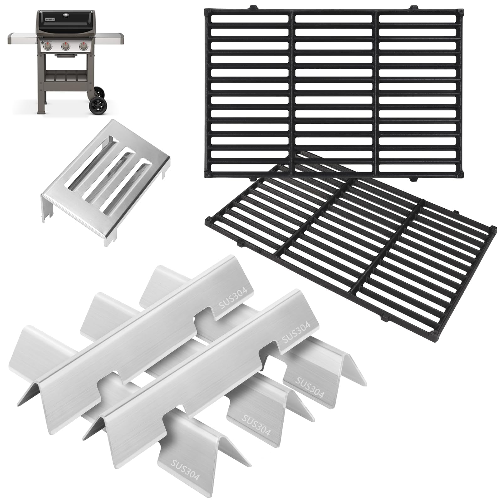 Photo 1 of GS4 Spirit 2 Grill Parts for Weber GS4 Spirit II 300 SER E310 E320 S310 Accessories for Weber Grill Replacement Parts 7636 67046 3400302 Flavorizer Bars, 67060 Heat Deflector & 7856 7860 7638 Grates