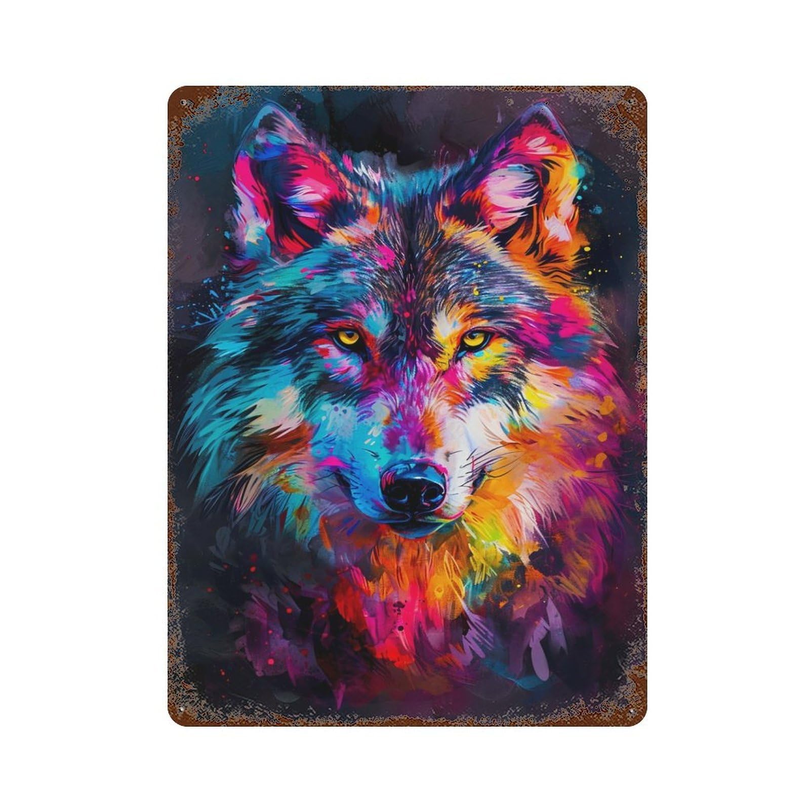Expressive Wolf Vintage Metal Tin Sign 15.7"x11.8", Ideal for Cafe, Home Bar And Lounge Decor
