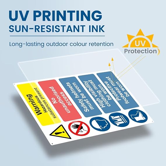 Site Safety Signs, Construction Areas, 400mm x 300mm, 1mm PVC Rigid Plastic