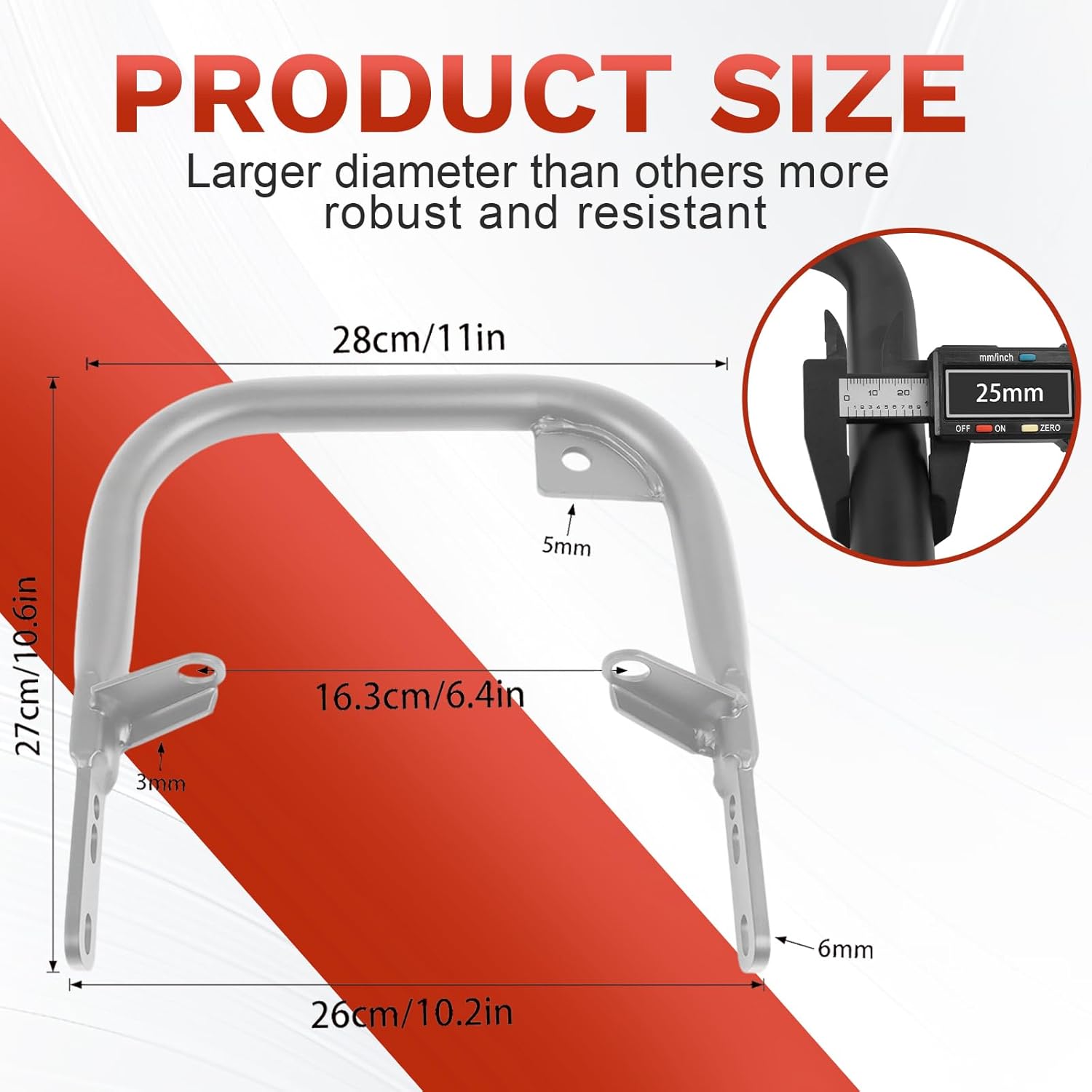 Rear Grab Bar Wheelie Bar Compatible with Honda TRX450R TRX 450R All Year Rear Armrest Bumper(Silver)