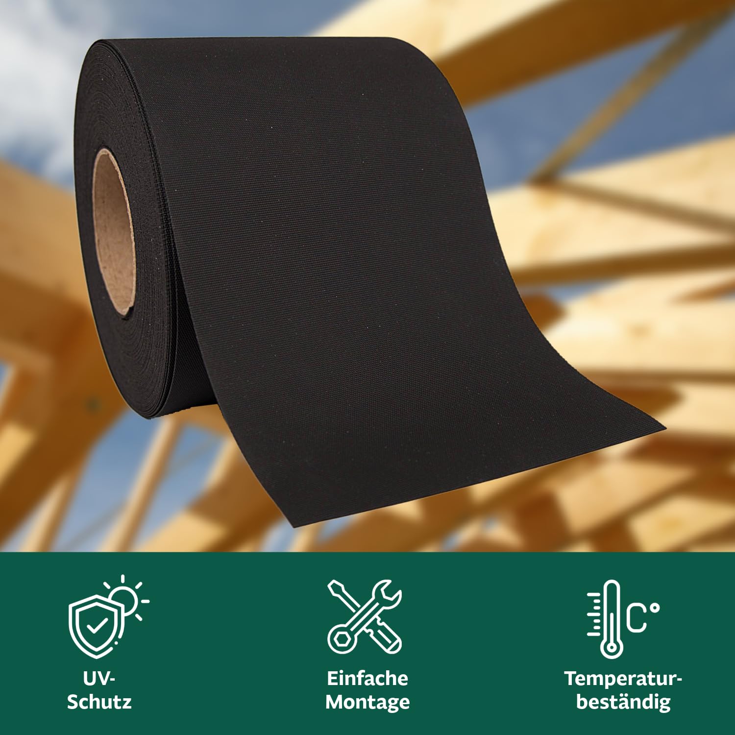 SILISTO EPDM Outside ohne Klebestreifen, 100 mm x 25 m Dichtband – Abdichtungsband für äußere Abdichtung – Folie aus Butyl-Kautschuk zum Abdichten von Tür-, Fenster-, und Fassadenanschlüssen