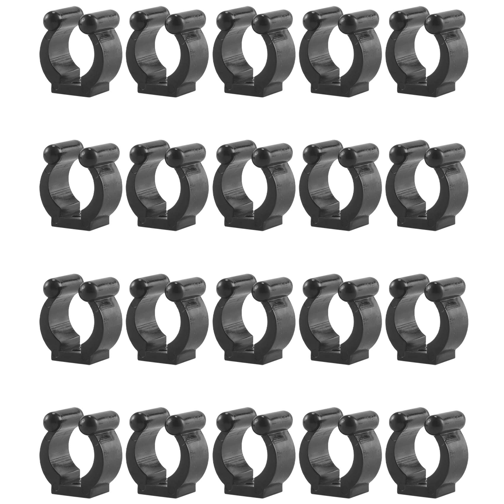 Srutueo 20 Pcs Fishing Pole Rod Holder Clips Black 16Mm Inside Dia Fishing Rod Storage Clips