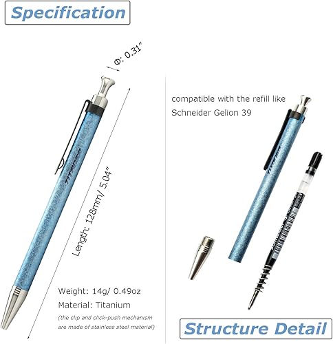 Miniatura 2 de Bolígrafo de titanio EDC Pocket Pen con clip (azul) Azul,Púrpura,https://www.amazon.com/dp/undefined