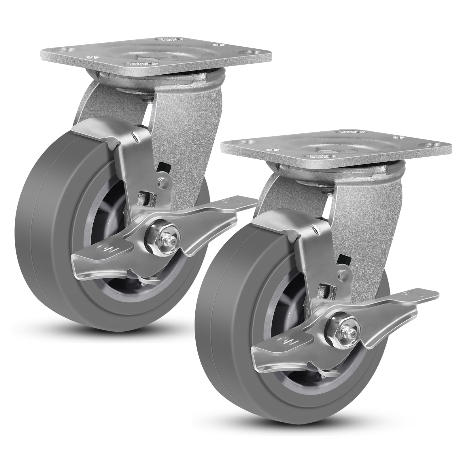 NINOSO 5" Caster Wheels, Heavy Duty Industrial Casters Set of 2 Wheels for Furniture Toolbox