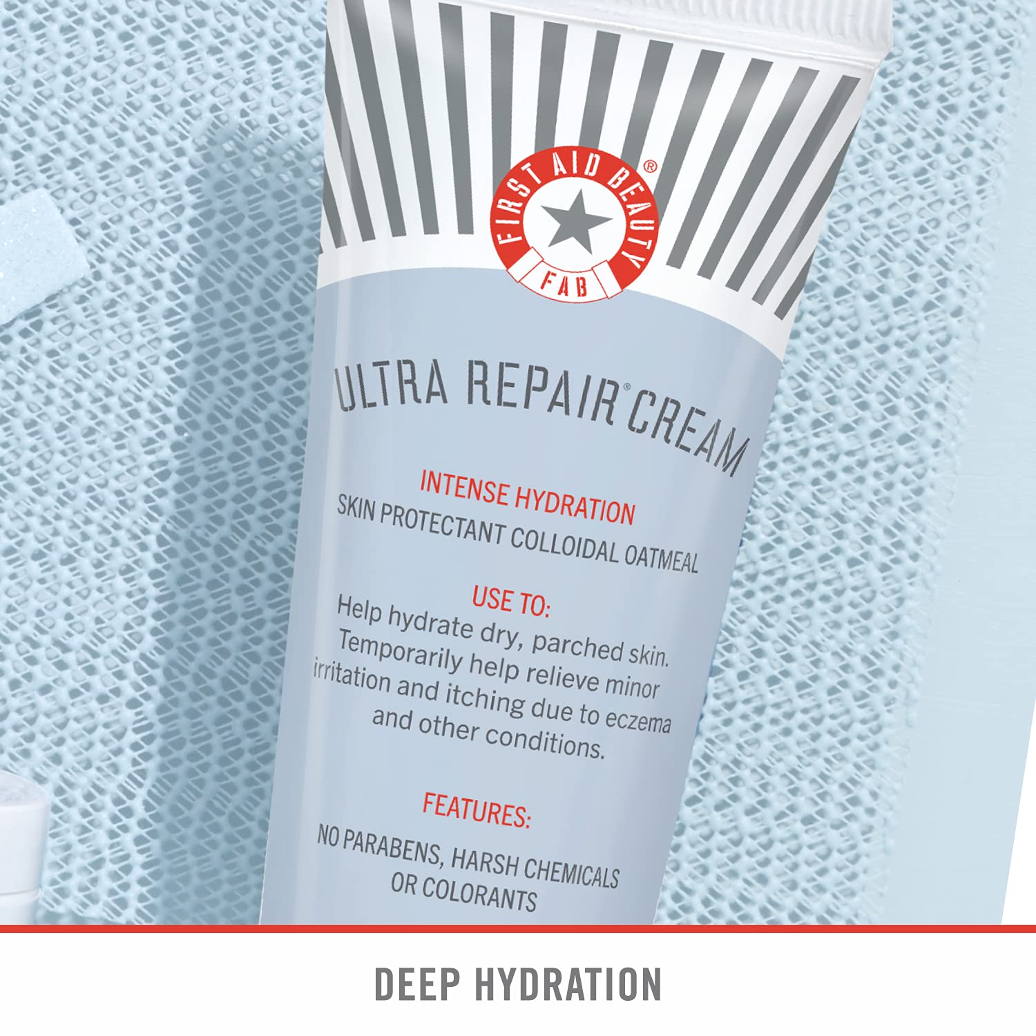 First Aid Beauty Bundle: KP Bump Eraser Body Scrub with 10% AHA – 8oz. – and Deluxe Mini Ultra Repair Cream Intense Hydration Moisturizer – 1 oz.