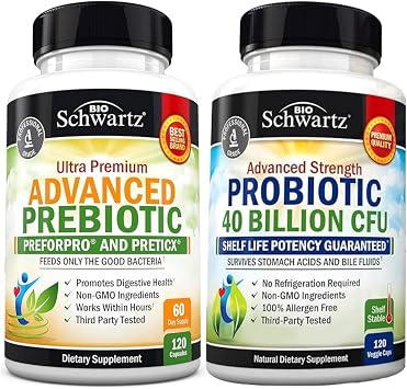 Advanced Prebiotic Gut Health Supplement 2 Month Supply Plus 40 Billion CFU Daily Probiotic Supplement 2 Month Supply