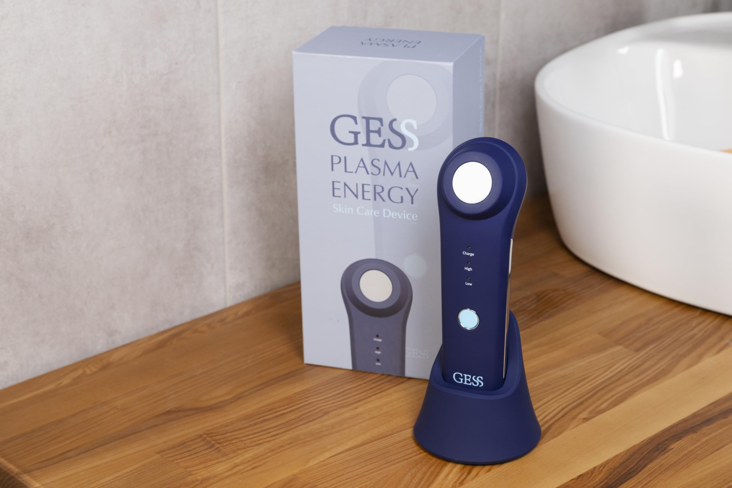 GESS Plasma Energy - Massaggiatore al plasma a freddo con piastra in ceramica, per la cura della pelle del viso, ad alta frequenza per acne, per pelli sensibili