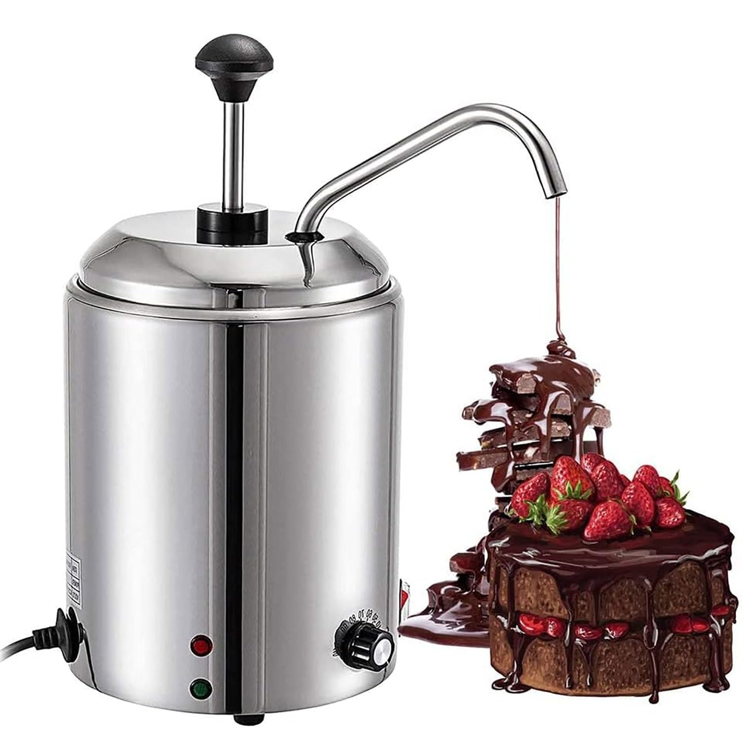 Máquina de templado de queso comercial con puerto de descarga ajustable de 360 grados, calefacción circulante, rango de 30-85 °C para dispensador de chocolate, mantequilla y queso caliente
