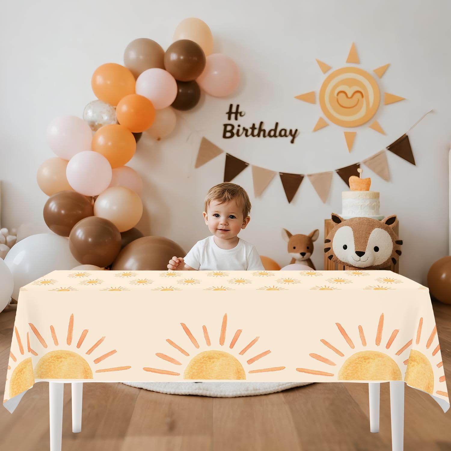 4ps First Trip Around The Sun Birthday Decorations Table Cloths Boho Sun Birthday Party Decor Boho Hippie Sunshine Disposable Plastic Table Covers for Sun Baby Shower Party Supplies Decor(Boho Sun)