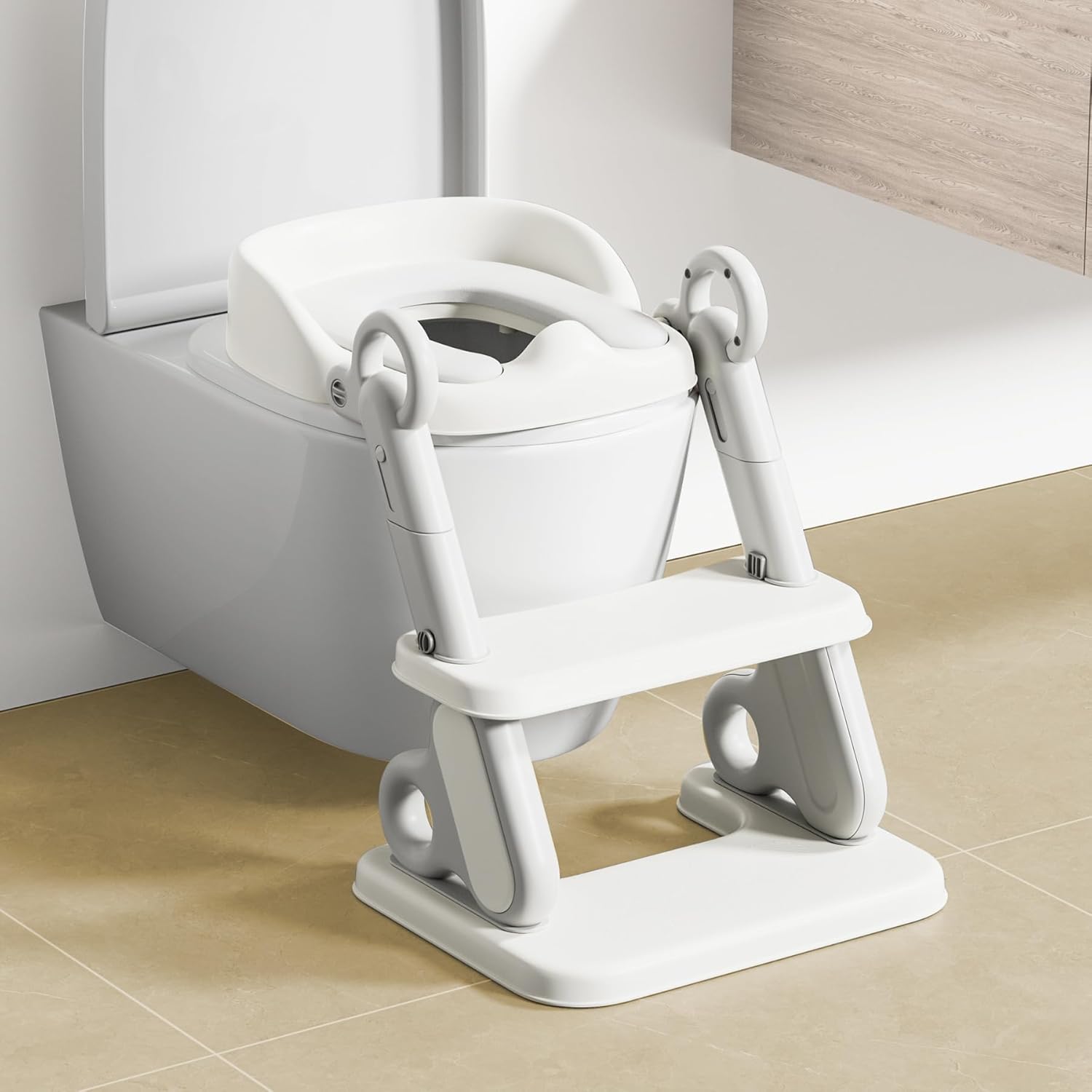 2 in 1 Potty Training Toilet Seat with Step Stool Ladder, Toddler Toilet Seat with Splash Guard & Anti-Slip Pad, Adjustable Potty Training Seat for Kids Boys and Girls