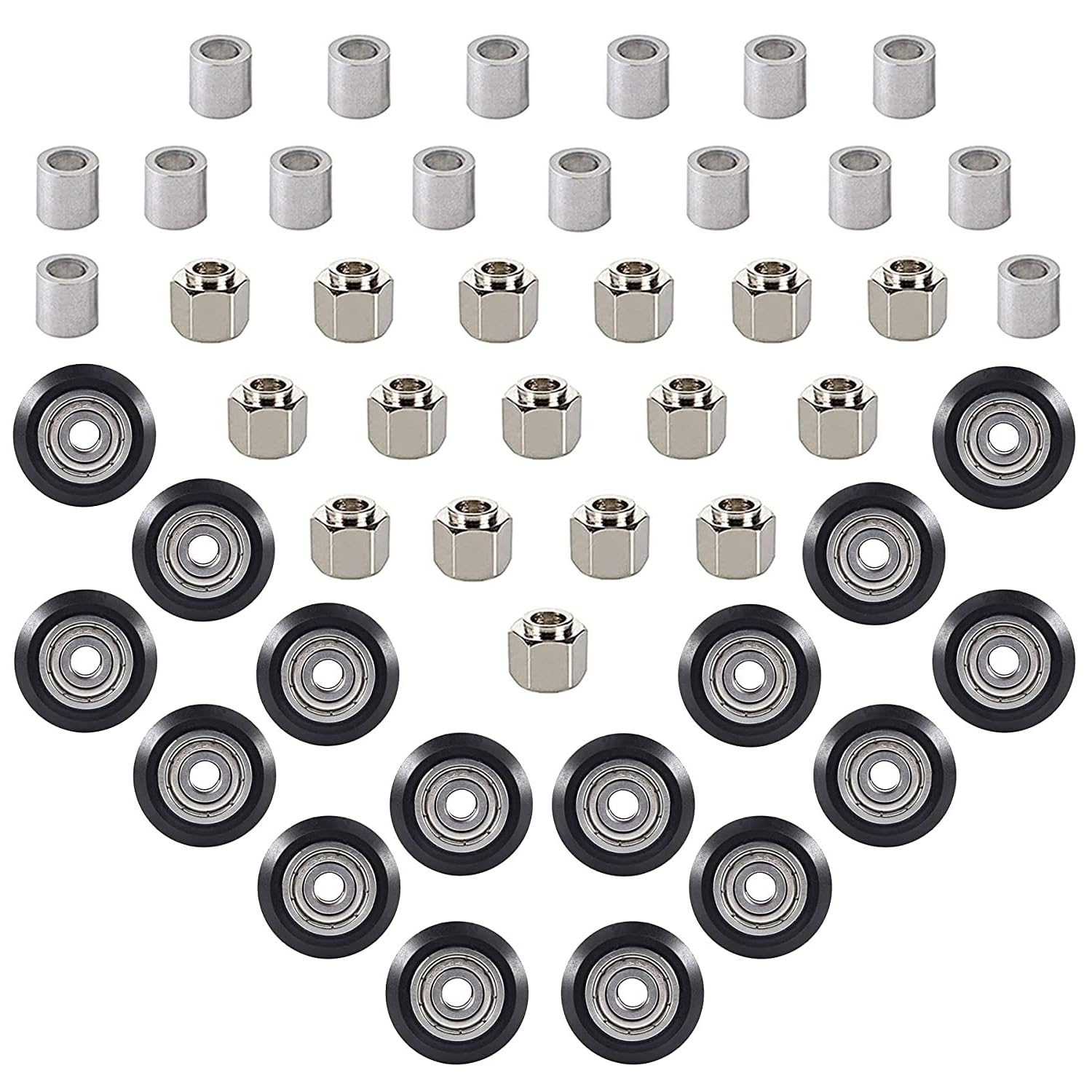 48 PCS 3D Printer POM Pulley Wheel Set with Pulley Bearing Included 16 PCS Pulley Wheels 16 PCS Eccentric Spacer 16 PCS Round Column for Creality Anycubic Anet Series 3D Printer Ender 3
