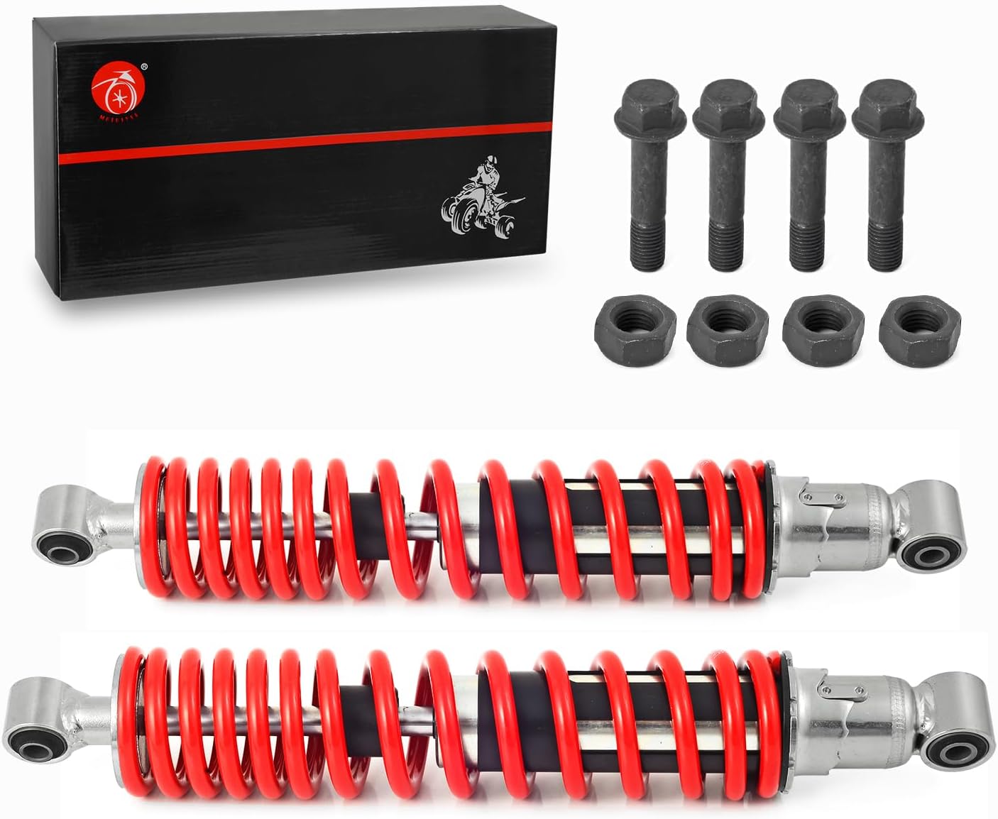 Front Shocks Absorber Red Spring & Bolt lock Nut Compatible with Yamaha Banshee 350 YFZ350 1987-2006