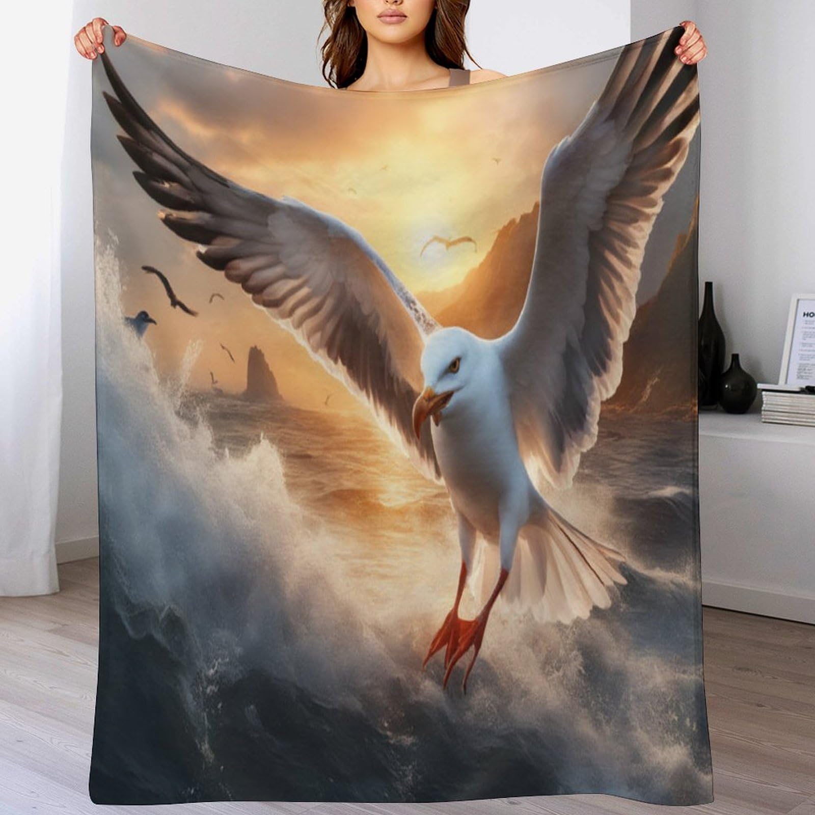 Couverture polaire mouette pour stopper le froid sur le lit et le sofa