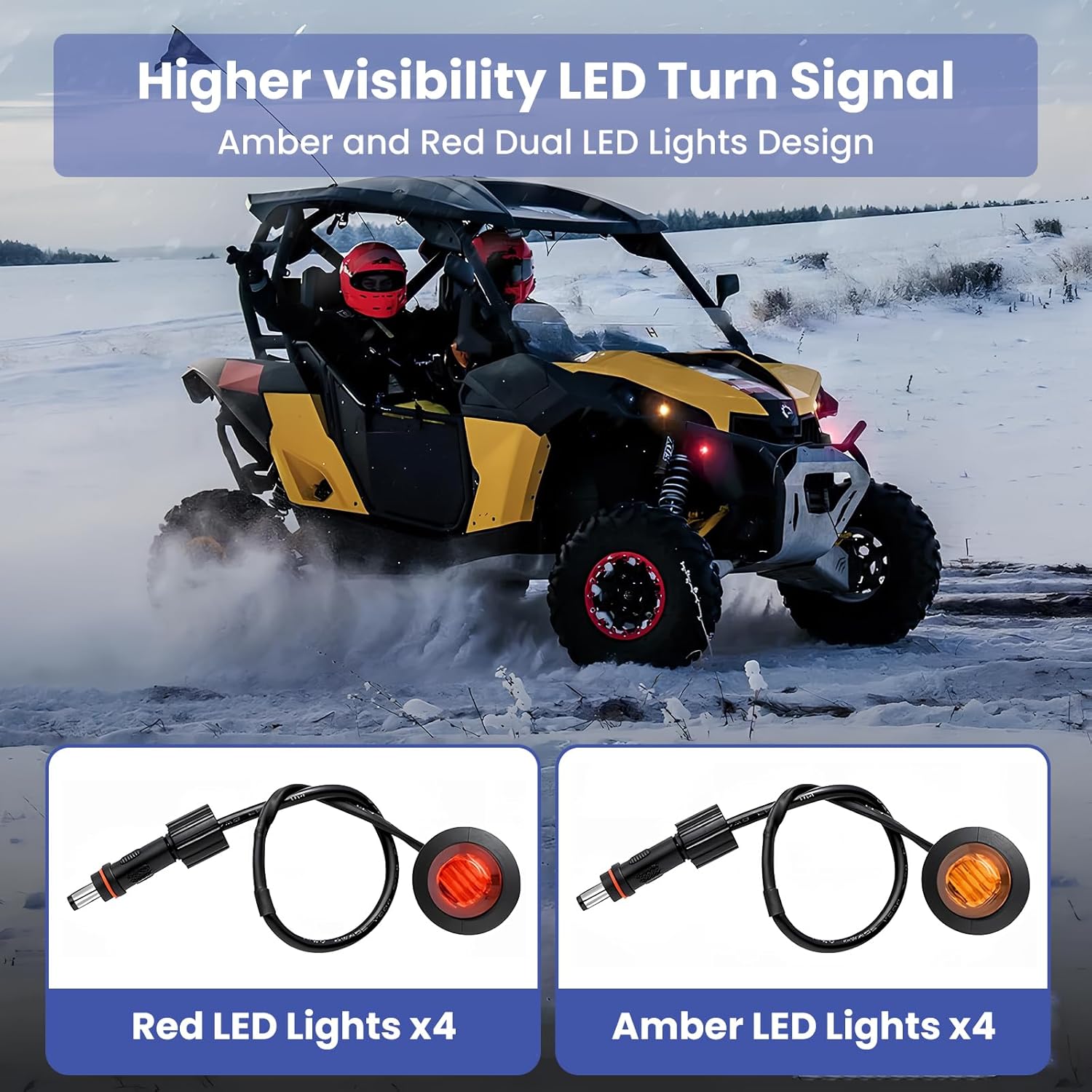 UTV Universal Street Legal Turn Signal Kit - 110dB Horn, Pre-Wired Plug and Play with Rocker Switch & Hazard Light, Compatible with Polaris Can-Am Kawasaki CFMOTO