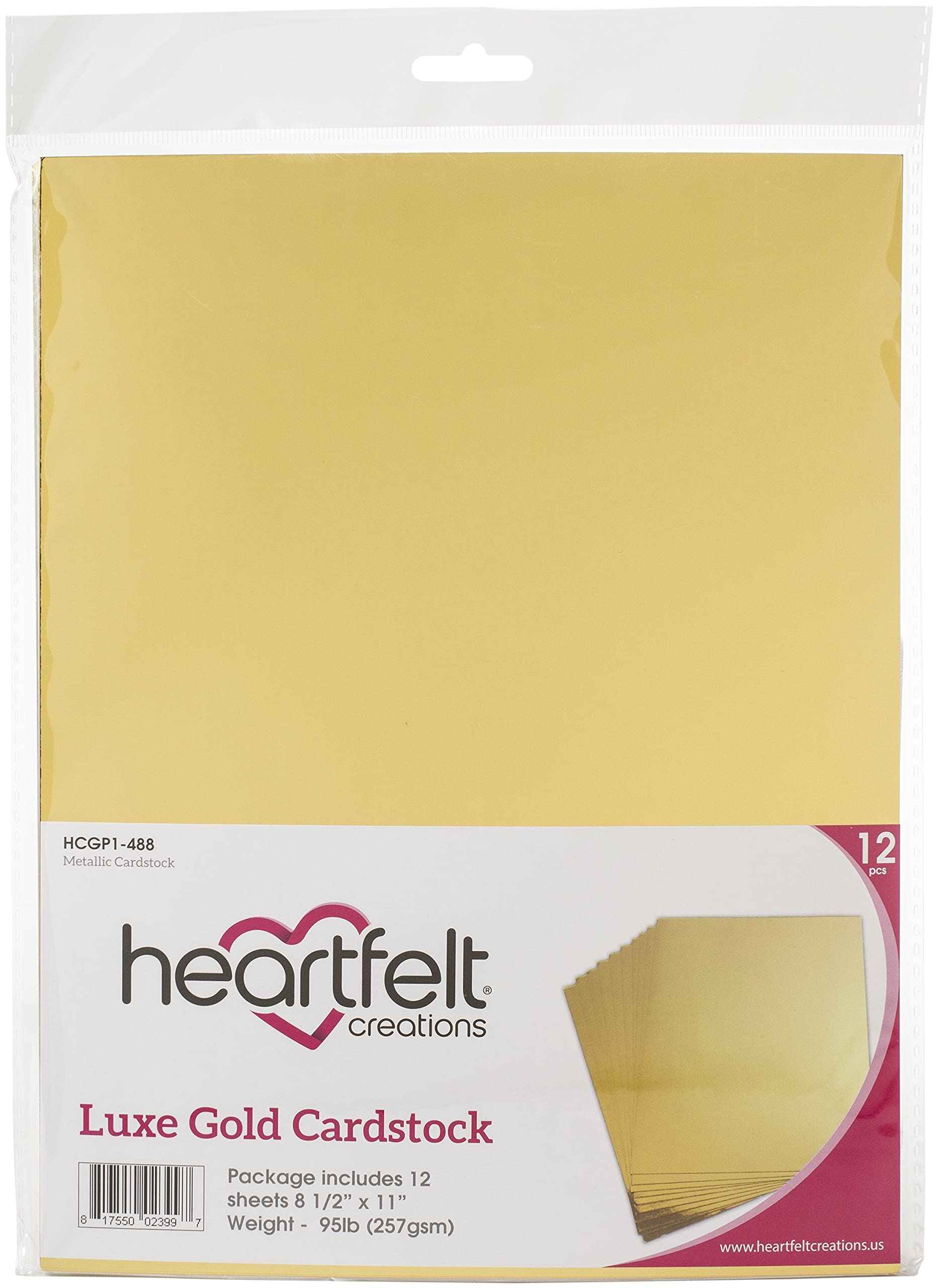 Papier Heartfelt Creations Luxe Cardstock Doré 8,5x11 pour scrapbooking créatif