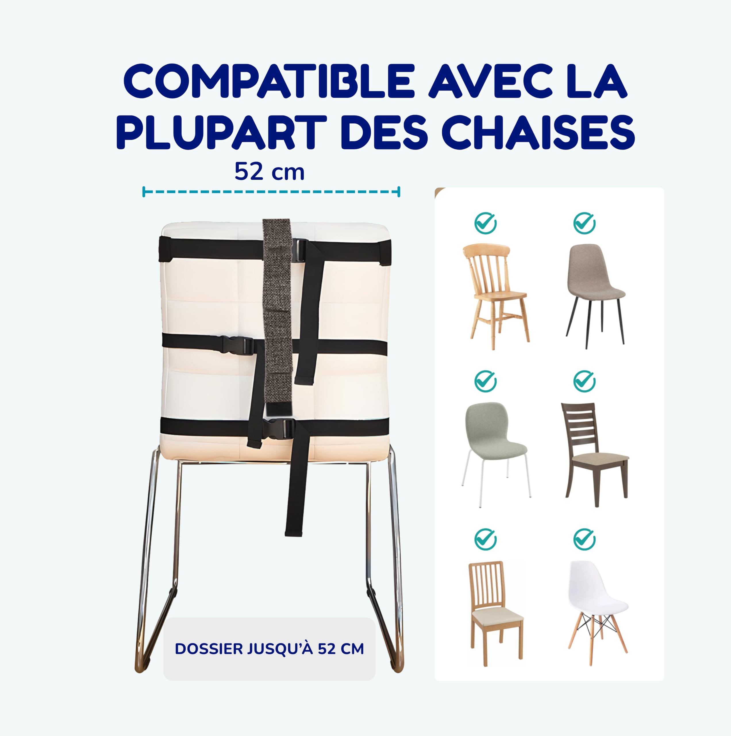 Chaise Nomade Bebe Sécurisée et Ultra Compacte, Siège Bébé Repas Voyage Pliable et légère, Rehausseur Chaise Haute, Harnais Ajustable lavable pour Sorties, Restaurant, Vacances, enfant de 6 à 36 mois