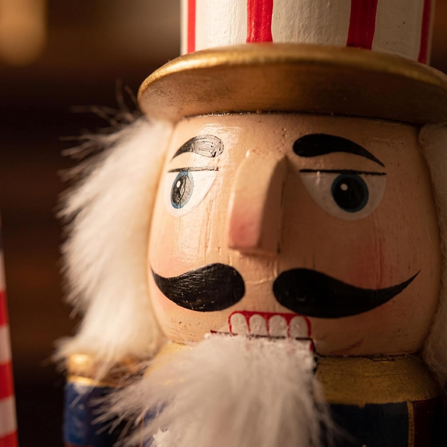 Cabilock 2Pcs 4th of July Nutcracker Figures, 15 Inch Patriotic Wooden Nutcracker Soldier Figurine with American Flag, Independence Day Red White Blue Home Tabletop Decoration for 250th Anniversary, A