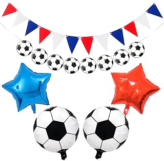 HaHaHa! 【サッカー応援 飾り付け セット 日本応援ブルーカラー】サムライブルー風 日本応援カラー パーティー装飾 ガーランド バルーン 国際試合 世界大会 学校大会 スポーツ観戦 誕生日 ホームパーティー (サッカー・ブルー)
