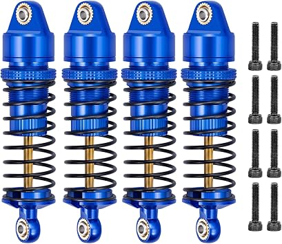 LSG Aluminum Front Rear Shock Absorbers for Arrma 1/18 Granite Typhon Mojave Grom RC Crawler Oil-Filled RC Car 58mm Suspension Damper Upgrade Kit Blue