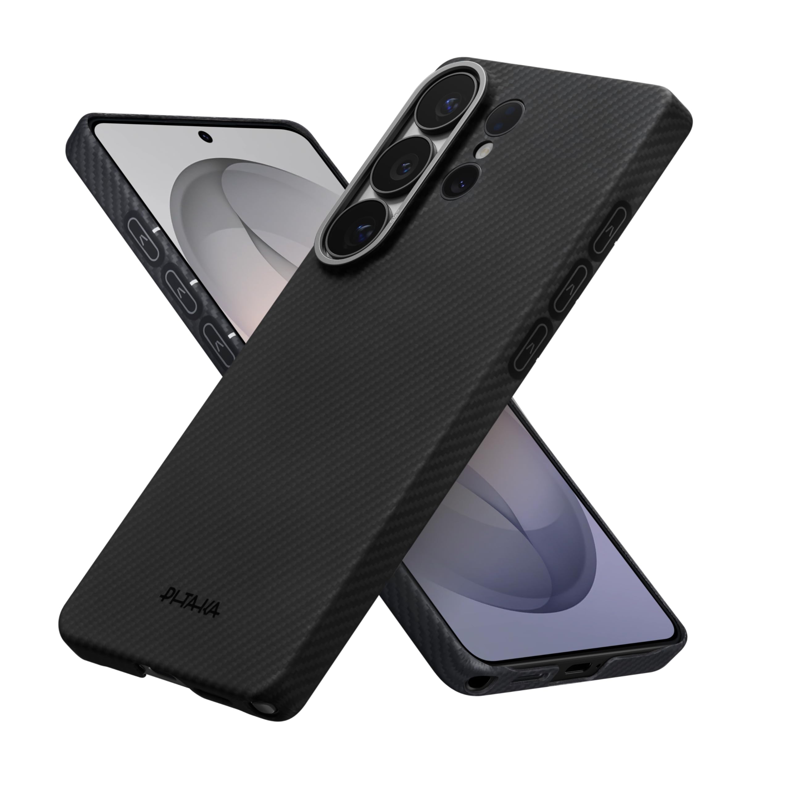 pitaka for S25 Ultra Case 6.9 Inch, Compatible with MagSafe, Slim & Light Samsung Galaxy S25 Ultra Case, 600D Aramid Fiber Made [Ultra-Slim Case - Black/Gray]