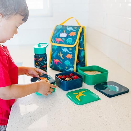 Miniatura 2 de Wildkin Contenedores de comida anidables para niños, apilables, herméticos y aptos para lavavajillas, juego de 3 dinosaurios jurásicos