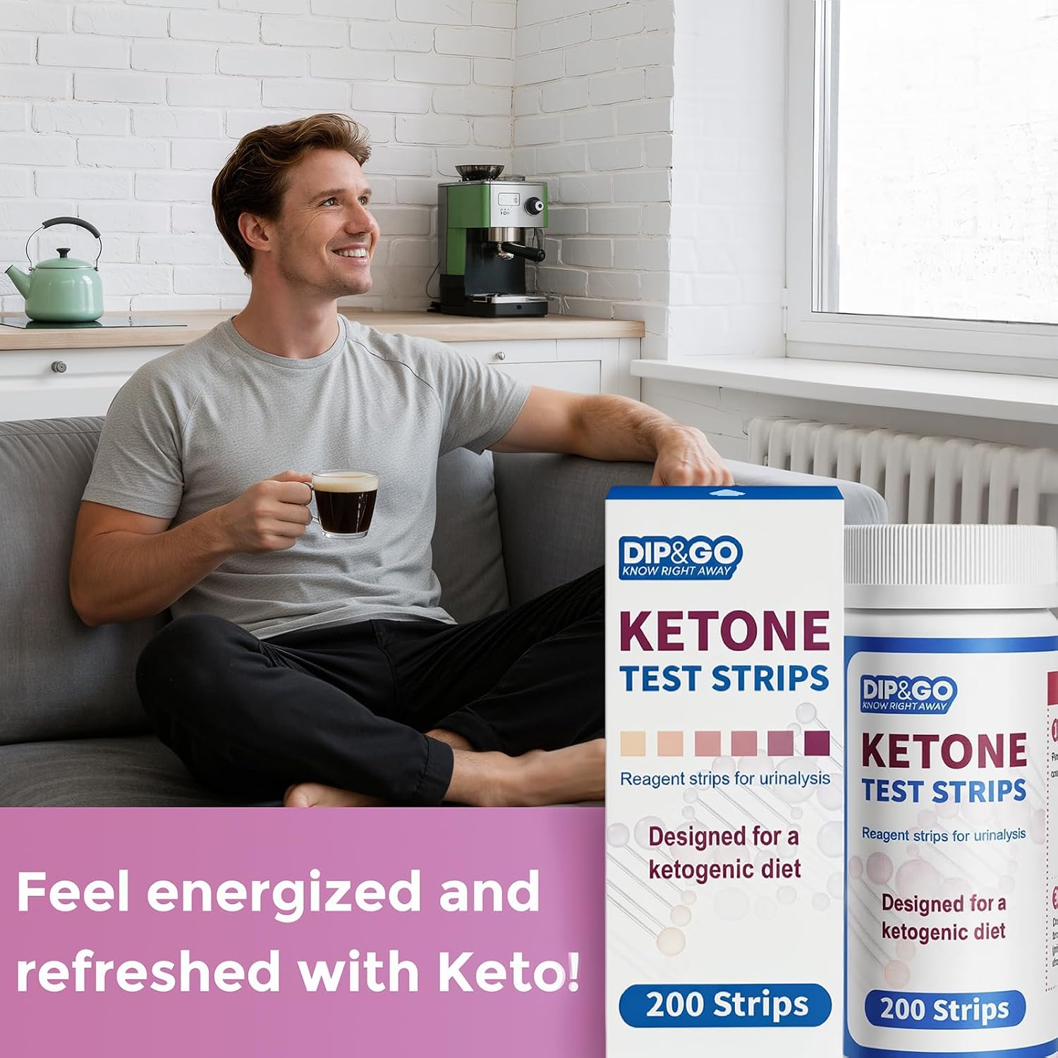 DIP&GO Ketone Test Strips, 200 Keto Strips Urine Test, Fast & Accurate Keto Test for Ketosis, Low-Carb Diet Support & Weight Management
