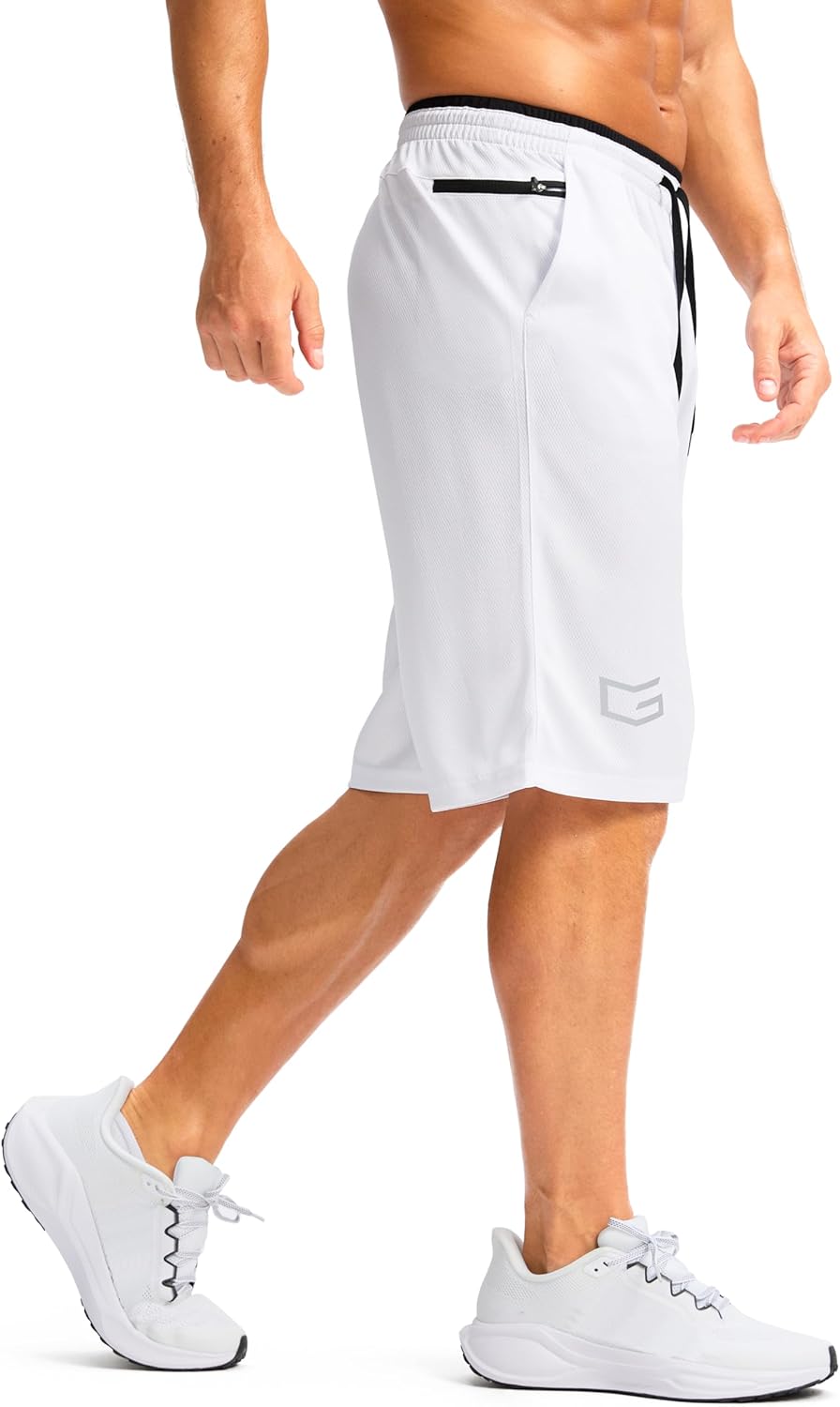 G Gradual Men's Long Basketball Shorts with Zipper Pocket 11'' Quick Dry Gym Shorts Lightweight Mesh Athletic Shorts for Men - Image 4