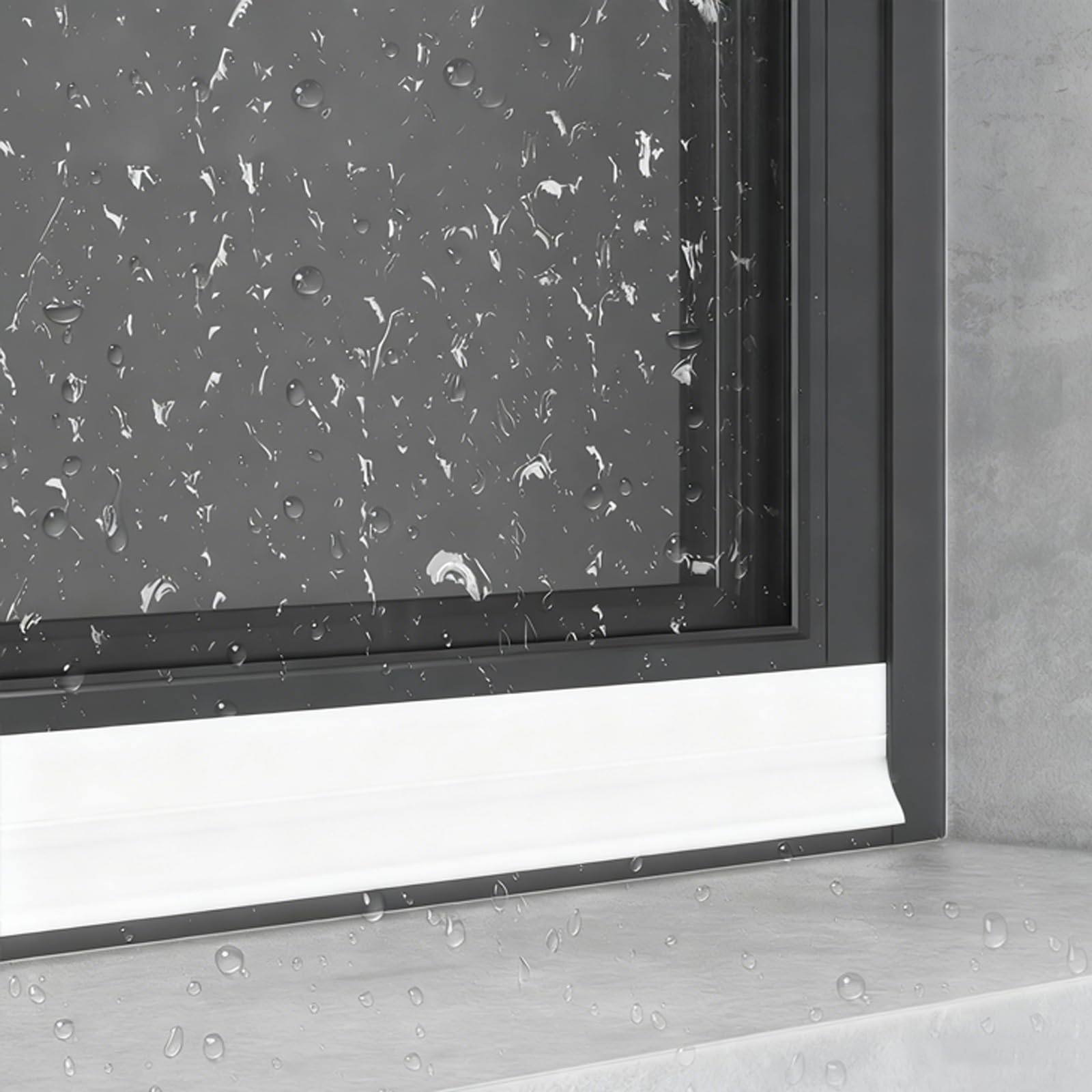 Genérico Burlete de Goma Reforzada para Ventanas y Puertas, Deflector de Lluvia Flexible, Bloqueador de filtraciones de Agua, 2,5 cm x 6 m, Blanco, Huecos en Casas y mamparas de Ducha d