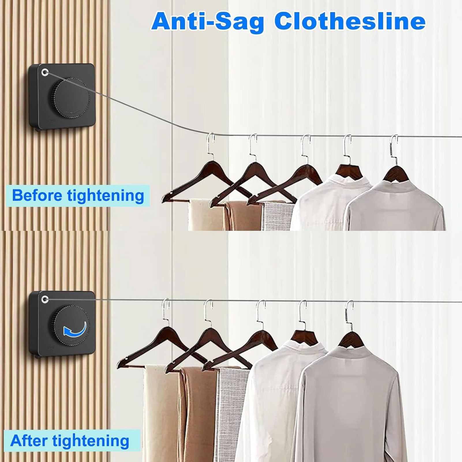 Stendibiancheria Retrattile 4,78 metri senza fori | Corda retrattile per interno ed esterno per box doccia dormitori campeggio viaggi bagno magliette asciugamani maglioni