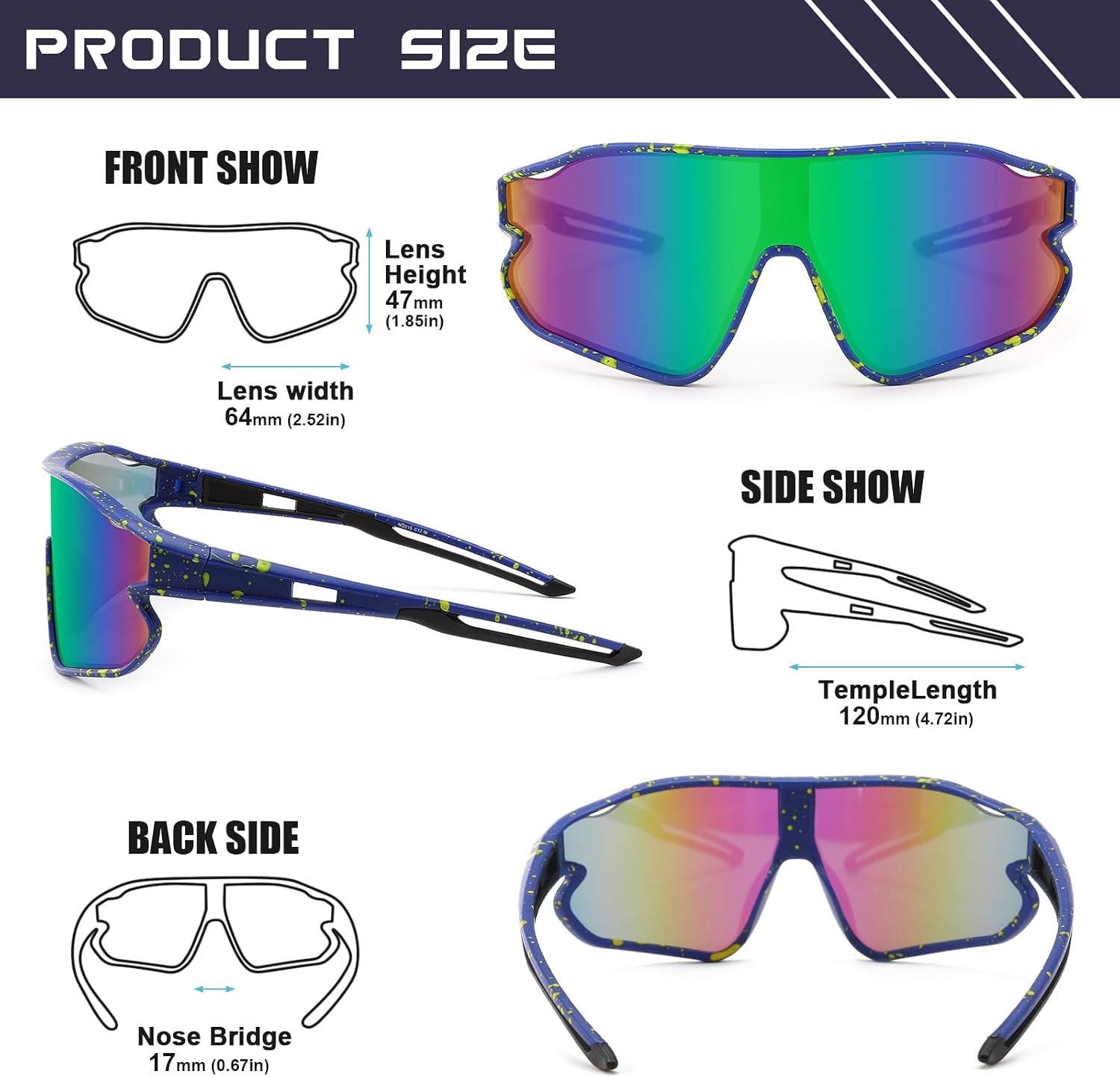 WANWAN Youth Sunglasses, Kids Baseball Sun Glasses for Boys Girls Age 8-12, UV400 Sports Cycling Softball