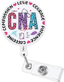 CNA Life Funny Certified Nursing Assistant Badge Reel, Cute Retractable ID Badge Holder with Alligator Clip, Name Tag Badge Buddy for RN CNA LPN MA Nurse Nursing Student Teacher Doctor Medical Workers
