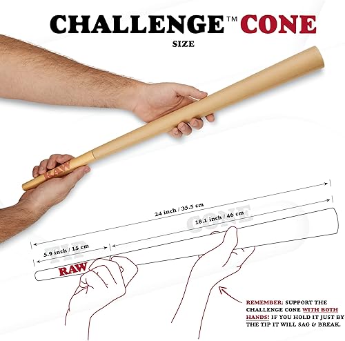 Miniatura 4 de RAW Classic Challenge 24'' Cone | One Giant Pre-rolled Cone | Natural Unrefined Vegan Friendly Paper | 2 Feet Long
