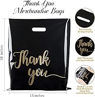 Vista 2 de Paquete de 100 bolsas de agradecimiento para pequeñas empresas, bolsas de plástico de 15 x 18 pulgadas con asas, bolsa de mercancía al por menor