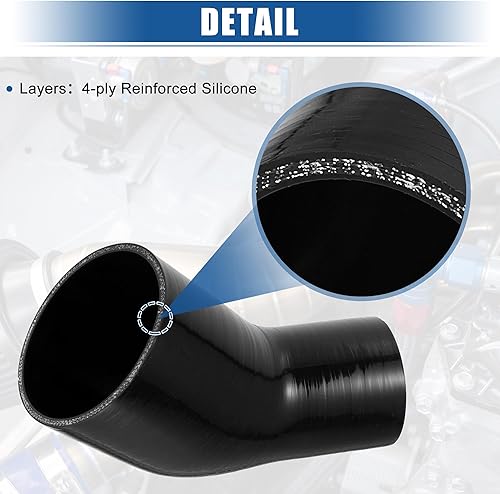 Miniatura 6 de X AUTOHAUX 1 juego de 45 grados 3.0 pulgadas a 4.0 pulgadas ID 4 capas reductor de codo de coche de silicona acoplador de manguera intercooler tubo