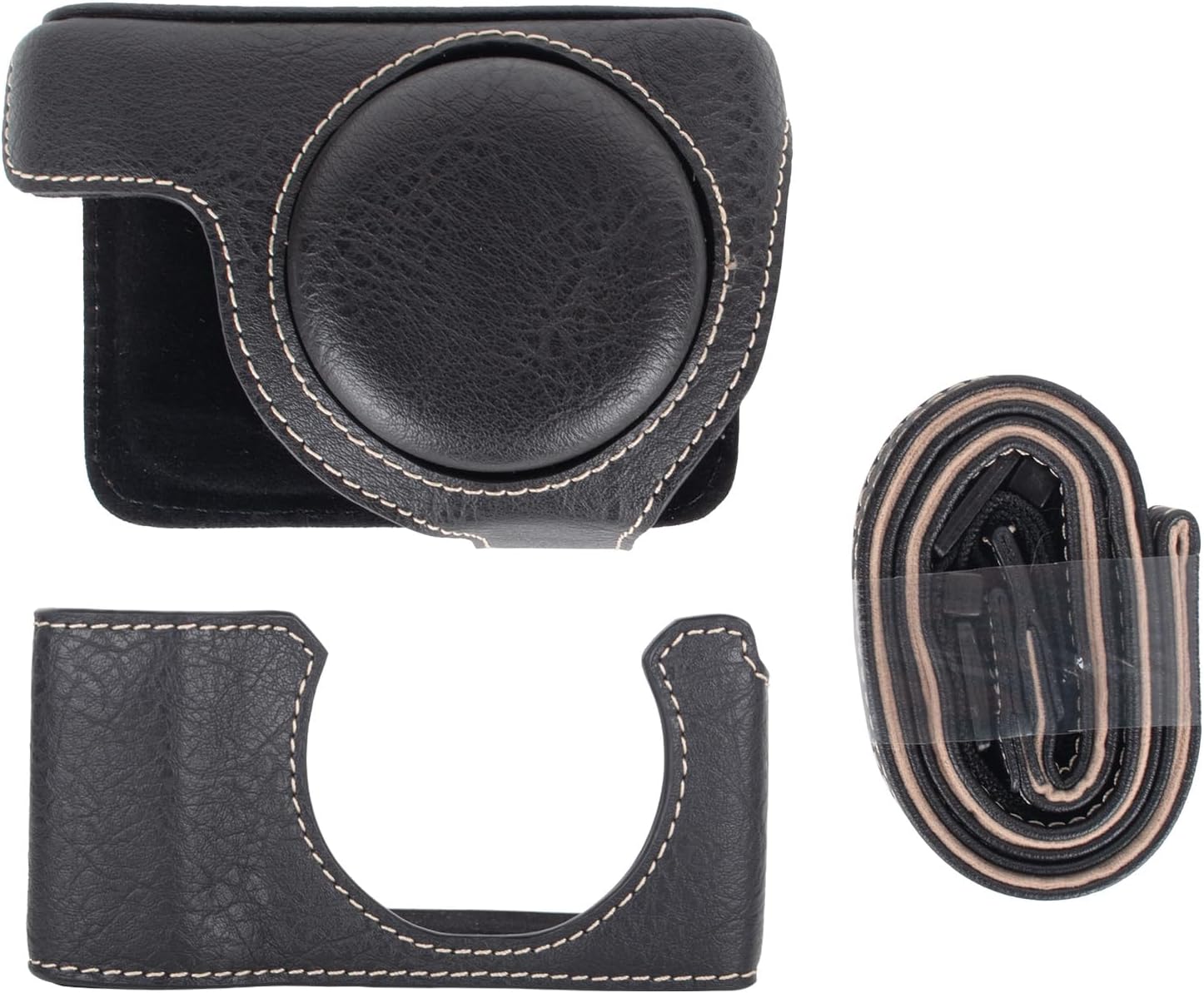 VOVMOEYA Camera Case for Ricoh GR IV/GR III/GR IIIX Case,PU Leather Scratch-Resistant Carring Bag for Ricoh GR4/GR3/GR3X,with Removable Protective Cover,adjustable shoulder strap-Black