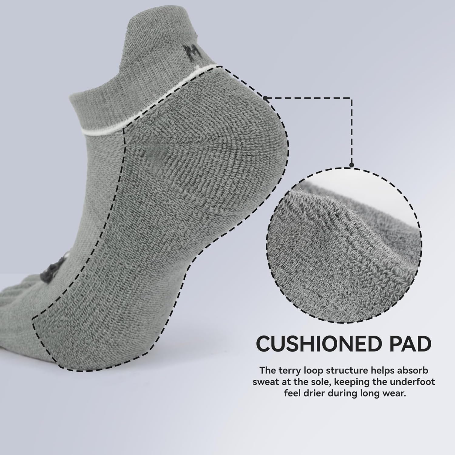 Ankle Running Toe Socks, Athletic Cool Feel & Quick Dry Fabric, Arch Support, Five-Toe Design for Sports Enthusiasts