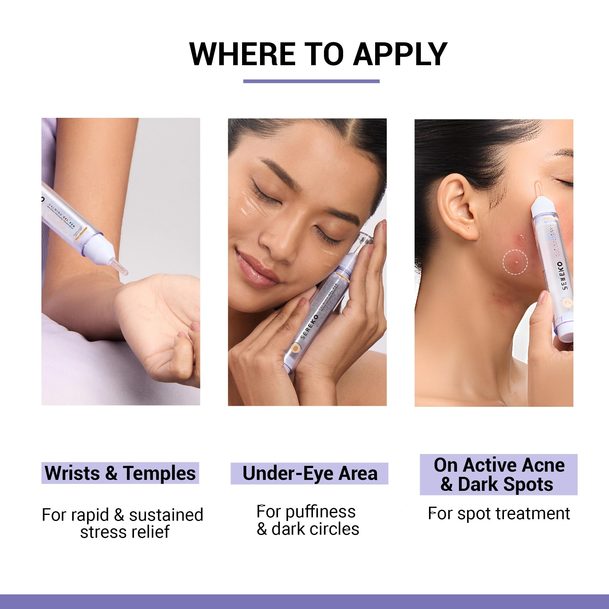 SEREKO Calming Under Eye Gel Pen for Dark Circles, Puffiness & Stress Reduction | With Niacinamide & Cica | Brightens Tired Eyes | Suitable for Men & Women | 10ml 3