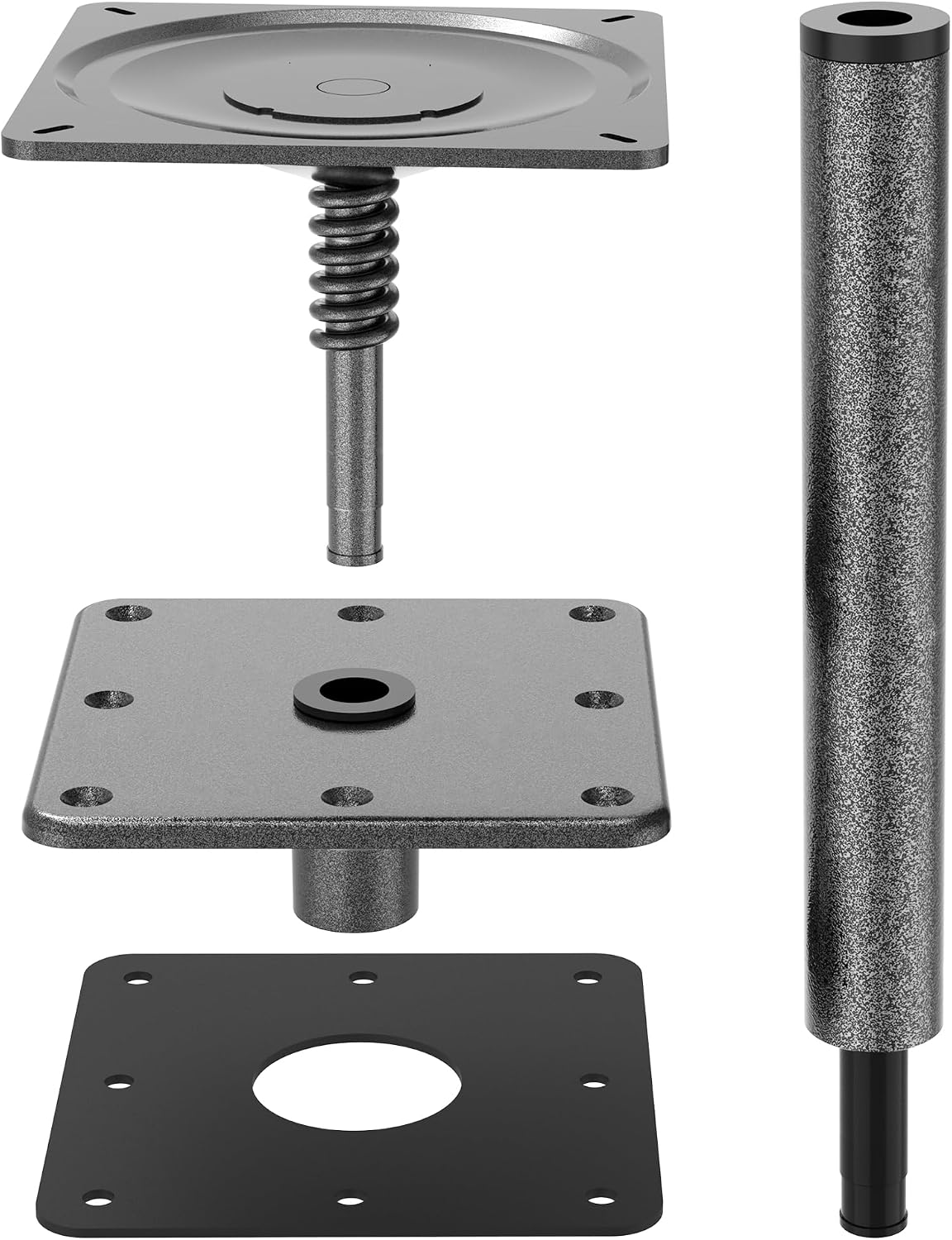 TENGBASE Boat Seat Pedestal Mount Kit, 3/4 Inch Pin Post with 7 x 7 Inch Marine-Grade Base Plate, Secure Locking Swivel System for Pontoon, Fishing, and Bass Boats