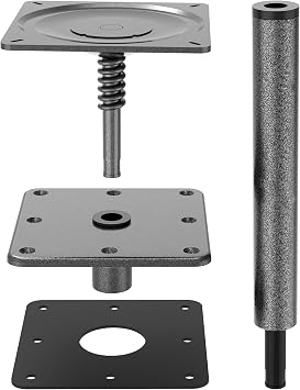 TENGBASE Boat Seat Pedestal Mount Kit, 3/4 Inch Pin Post with 7 x 7 Inch Marine-Grade Base Plate, Secure Locking Swivel System for Pontoon, Fishing, and Bass Boats