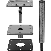 TENGBASE Boat Seat Pedestal Mount Kit, 3/4 Inch Pin Post with 7 x 7 Inch Marine-Grade Base Plate, Secure Locking Swivel System for Pontoon, Fishing, and Bass Boats