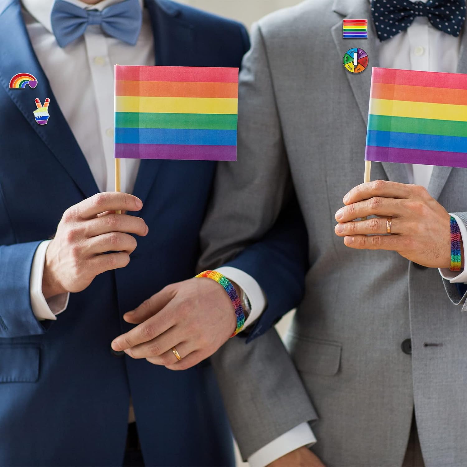 Bonuci Rainbow Pride Flag Lapel Pin & Bracelet Set - 24 Pieces (12 Pins + 12 Bracelets) - LGBTQ Pride Accessories for Clothes & Bags image 5