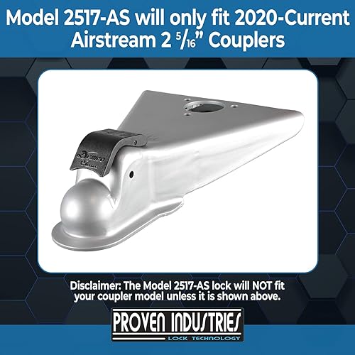 Miniatura 10 de Proven Industries Modelo 2516-AS - Cerradura de remolque se adapta 1997-2019 2 acopladores Airstream de 516 pulgadas fabricados en los Estados