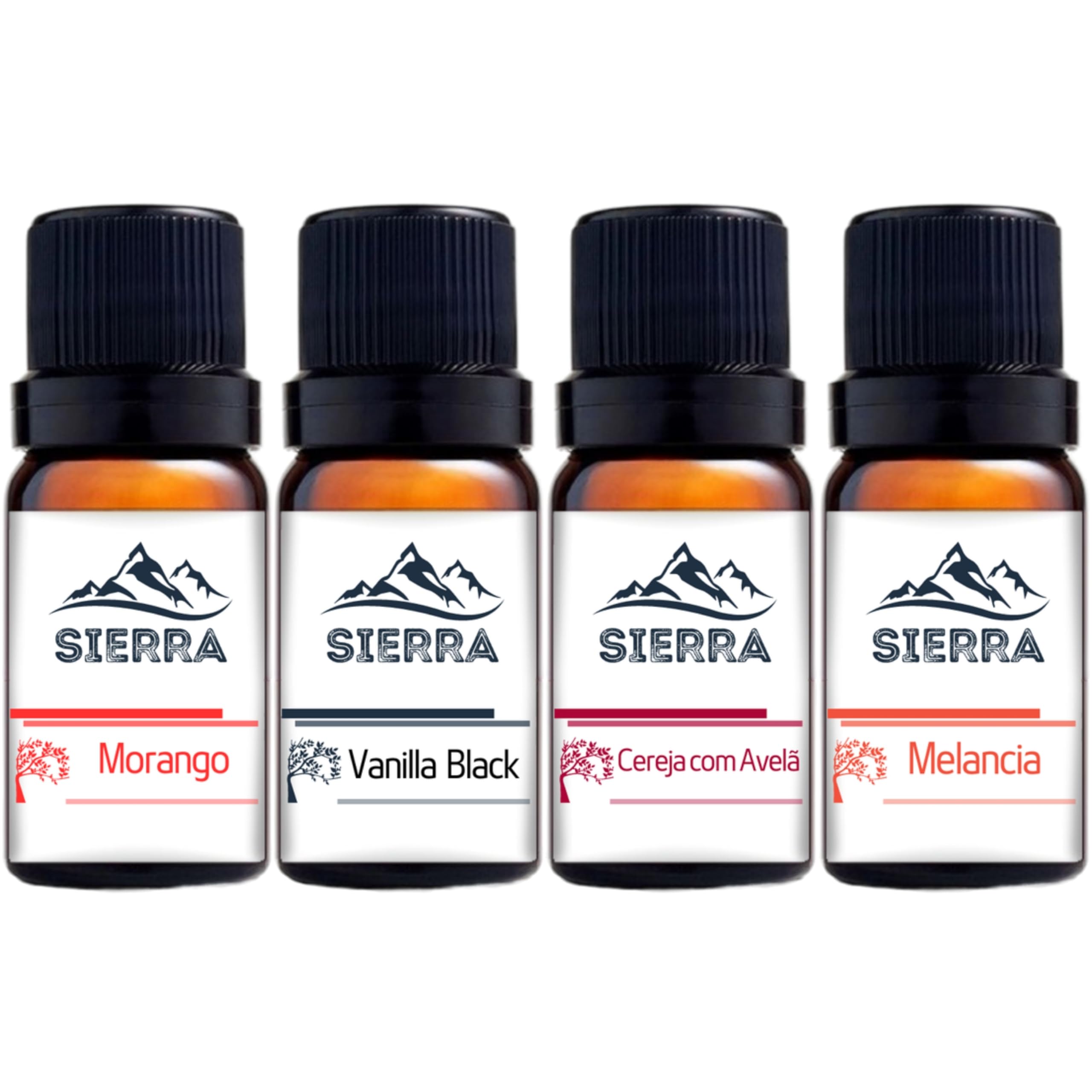 4 Essências Morango, Vanilla Black, Cereja com Avelã e Melancia para Difusor Elétrico