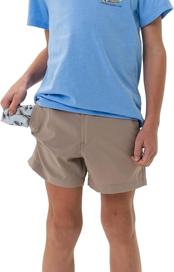 BURLEBO Youth Everyday Shorts Lightweight Stretch Shorts with Pockets and Adjustable Waistband